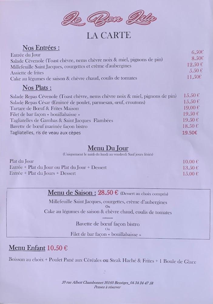 Restaurant Le Bon LiLa - Menu Image 1