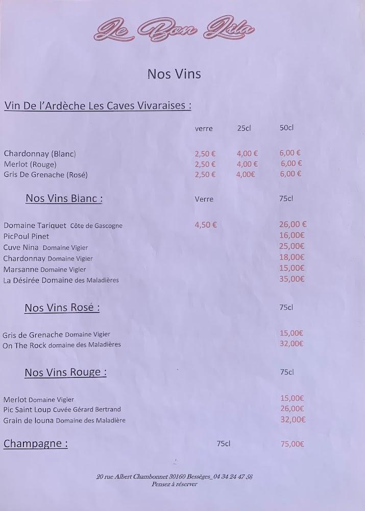 Restaurant Le Bon LiLa - Menu Image 2